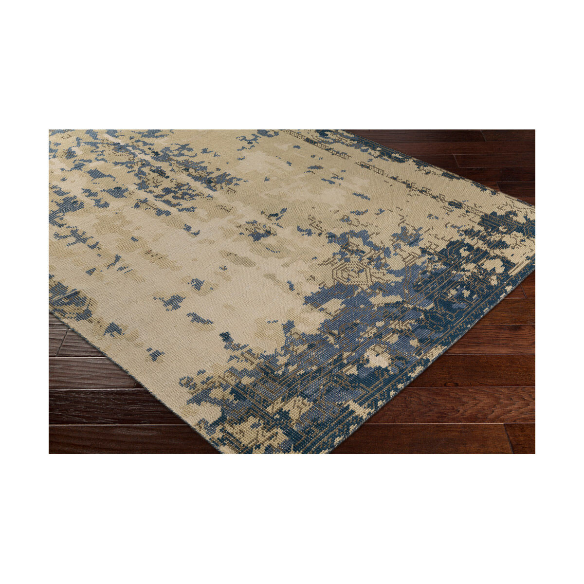 Hoboken 132 X 96 inch Bright Blue/Dark Blue/Dark Brown/Khaki/Ivory Rugs
