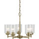 Winslow 5 Light Natural Brass Chandelier Ceiling Light, 1 Tier, Small