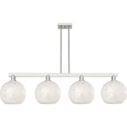 Arcadia White Mouchette Island Light Ceiling Light in Brushed Satin Nickel