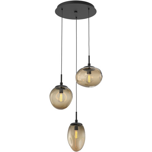 Cosmos Incandescent 3 Light 22.3 inch Matte Black Chandelier Ceiling Light in Bronze Cosmos, Round Multi-Port