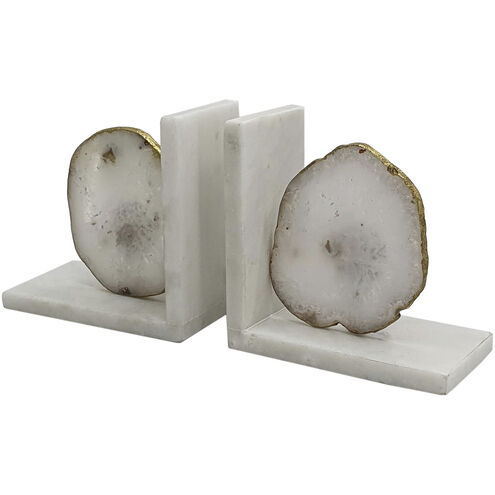 Agate 5.5 X 3 inch White Bookends