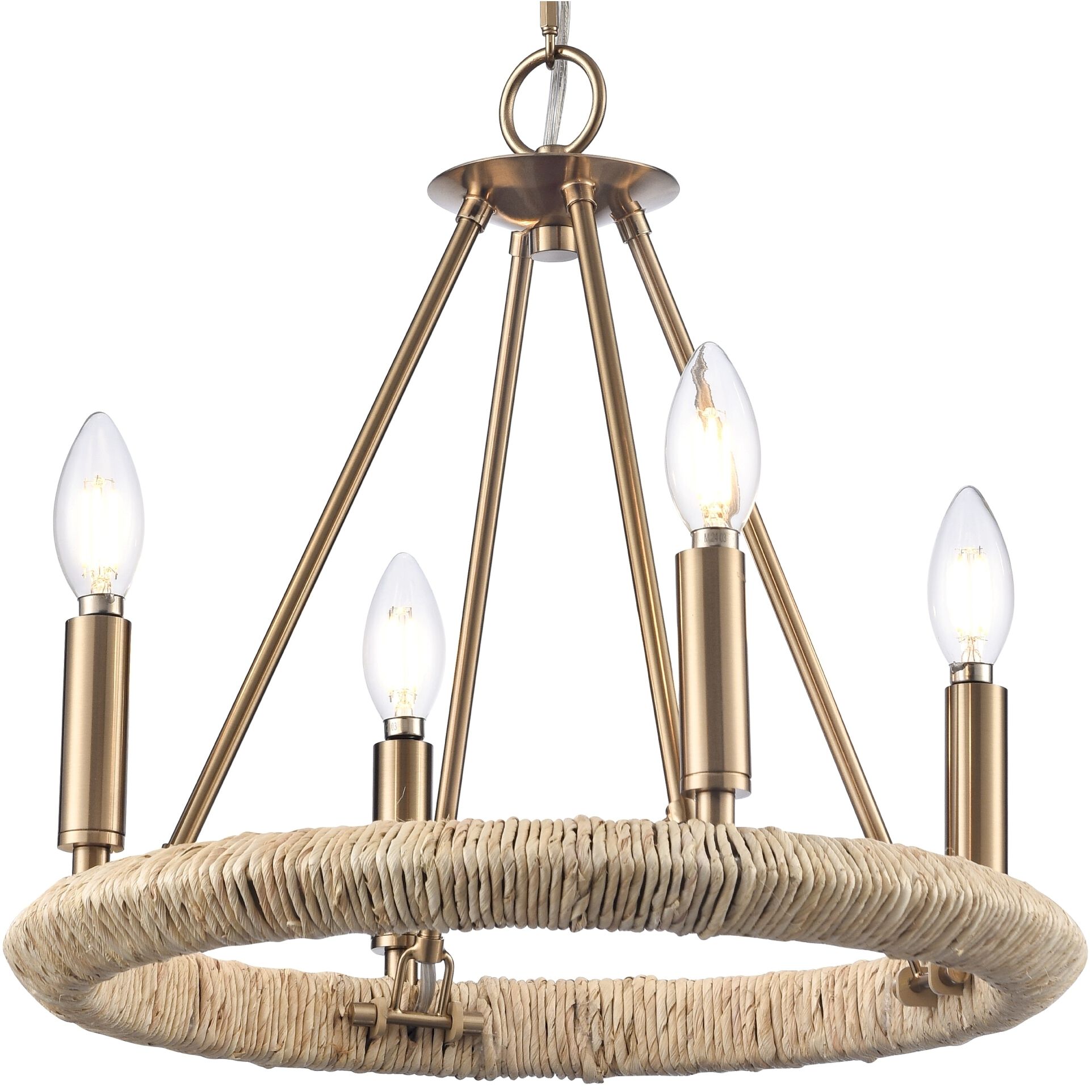Cabana 4 Light 16 inch Lacquered Gold Chandelier Ceiling Light