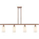 Ballston Clymer 4 Light 48 inch Antique Copper Island Light Ceiling Light in Matte White Glass, Ballston