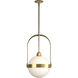 Atlas 1 Light 13.9 inch Modern Brass Pendant Ceiling Light in Opal