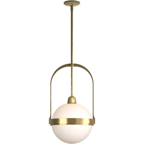 Atlas 1 Light 13.9 inch Modern Brass Pendant Ceiling Light in Opal