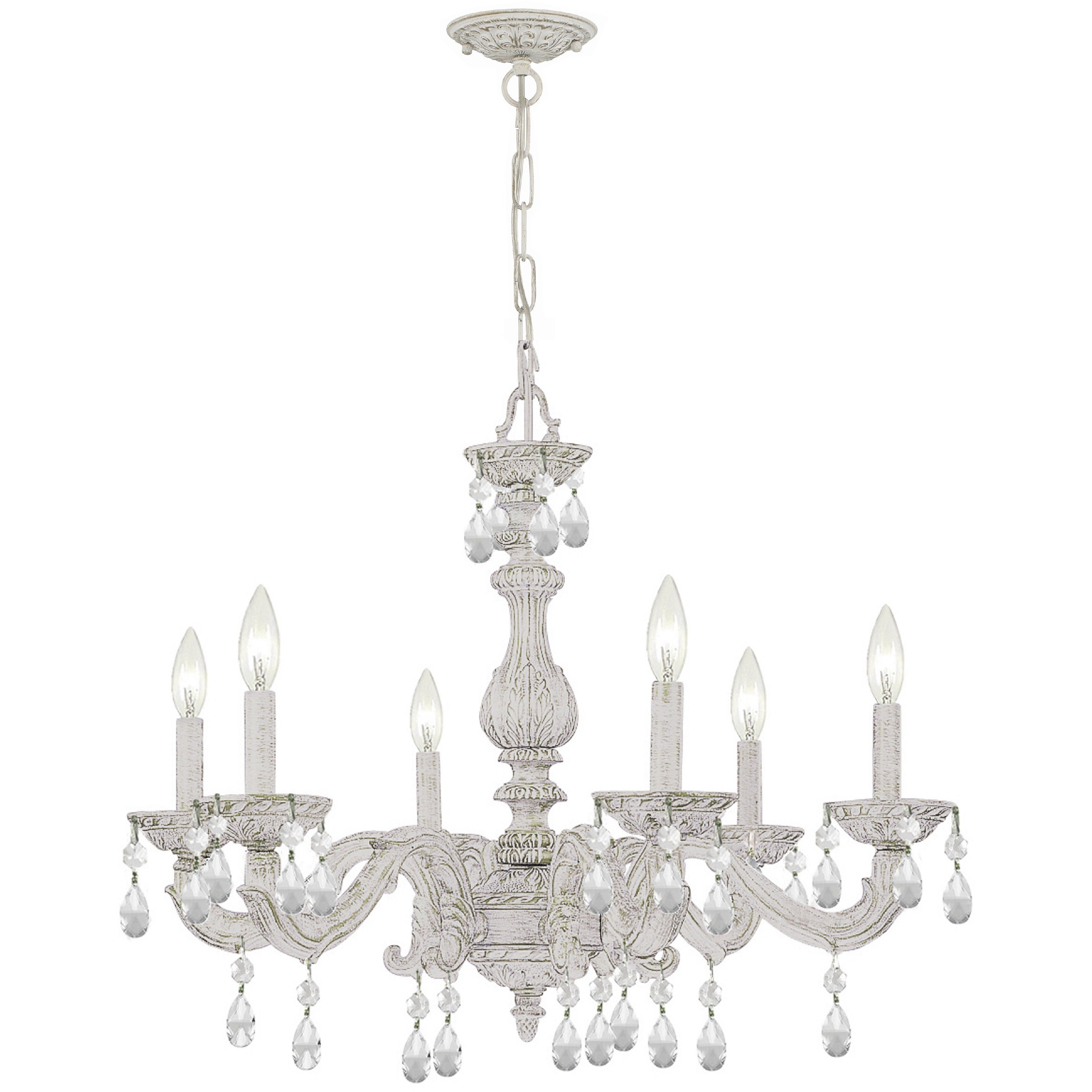 Paris Market 6 Light 28 inch Antique White Chandelier Ceiling Light in Clear Spectra