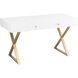 Guilford 54 X 25.5 inch White with Satin Brass Desk