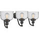 Franklin Restoration Large Bell 3 Light 28 inch Oil Rubbed Bronze Bath Vanity Light Wall Light in Seedy Glass, Franklin Restoration