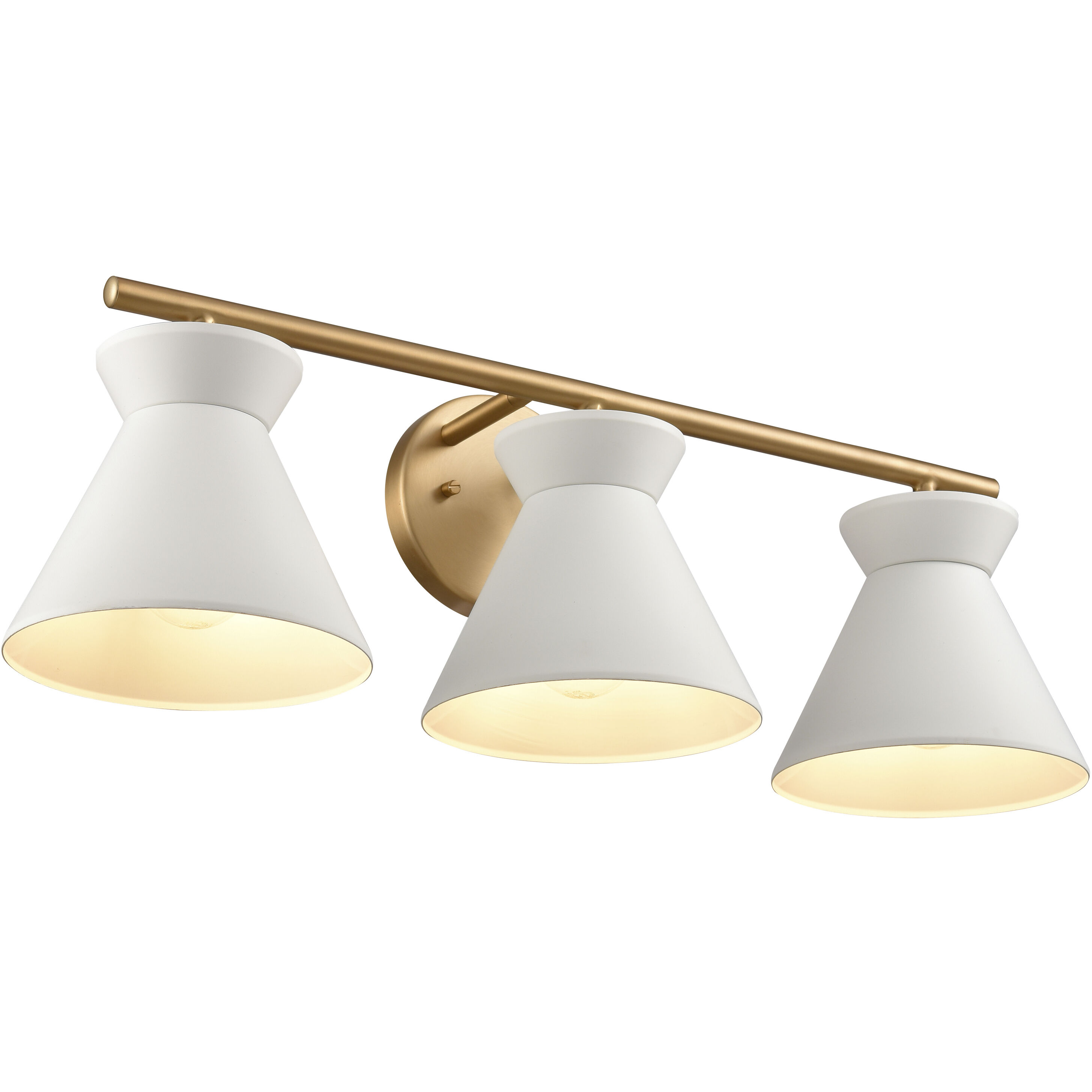 Forme 3 Light 25 inch White with Brushed Gold Vanity Light Wall Light