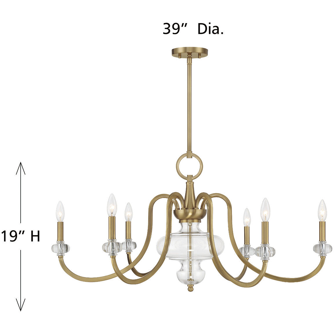 Bergdorf 6 Light 39 inch Warm Brass Chandelier Ceiling Light