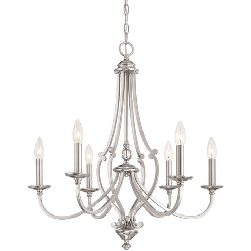 Savannah Row 6 Light 26 inch Brushed Nickel Chandelier Ceiling Light