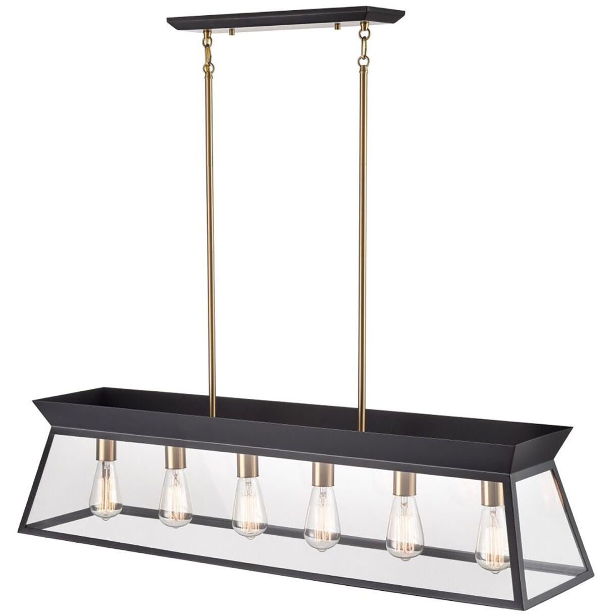 Lucian Island Light Ceiling Light in Black and Brushed Brass