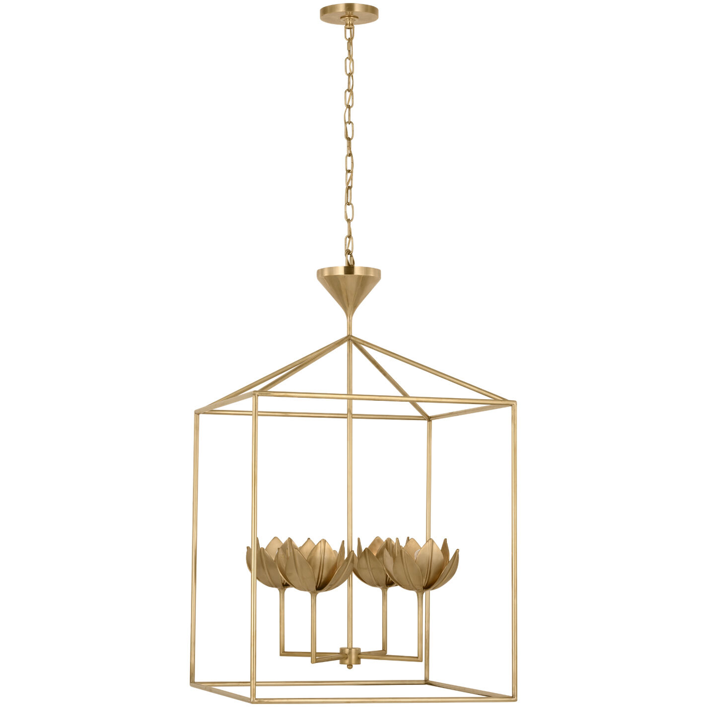 Julie Neill Alberto LED 24 inch Antique-Burnished Brass Open Cage Lantern Ceiling Light