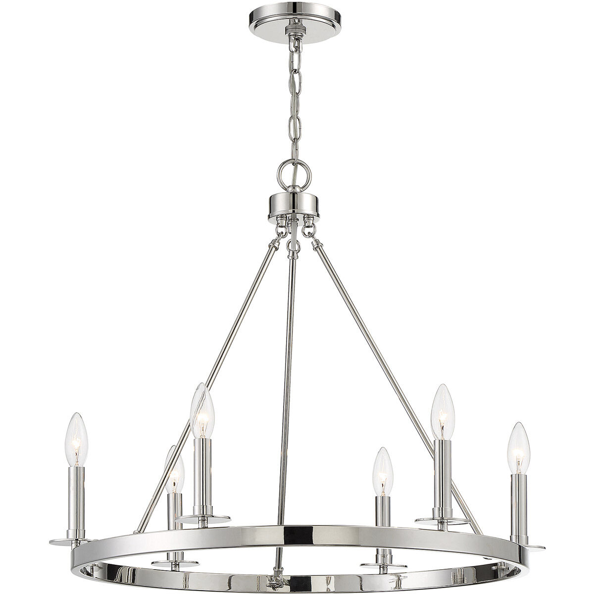Traditional 6 Light 26 inch Polished Nickel Chandelier Ceiling Light