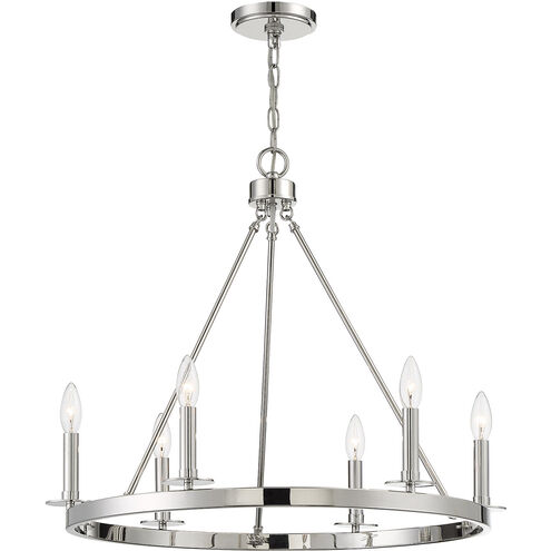 Traditional 6 Light 26 inch Polished Nickel Chandelier Ceiling Light