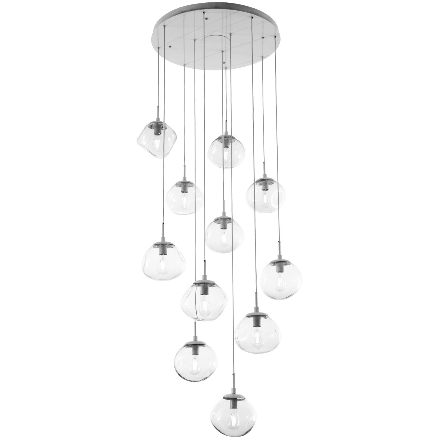 Nova Incandescent 3 Light Beige Silver Chandelier Ceiling Light, Round Multi-Port
