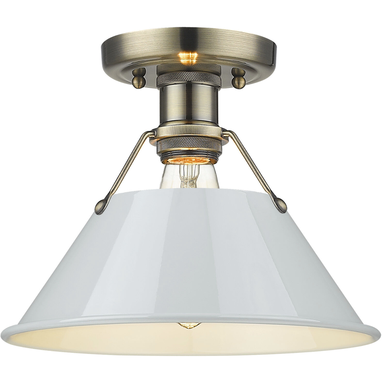 Yep Orwell 1 Light 10 inch Aged Brass Flush Mount Ceiling Light in Dusky Blue