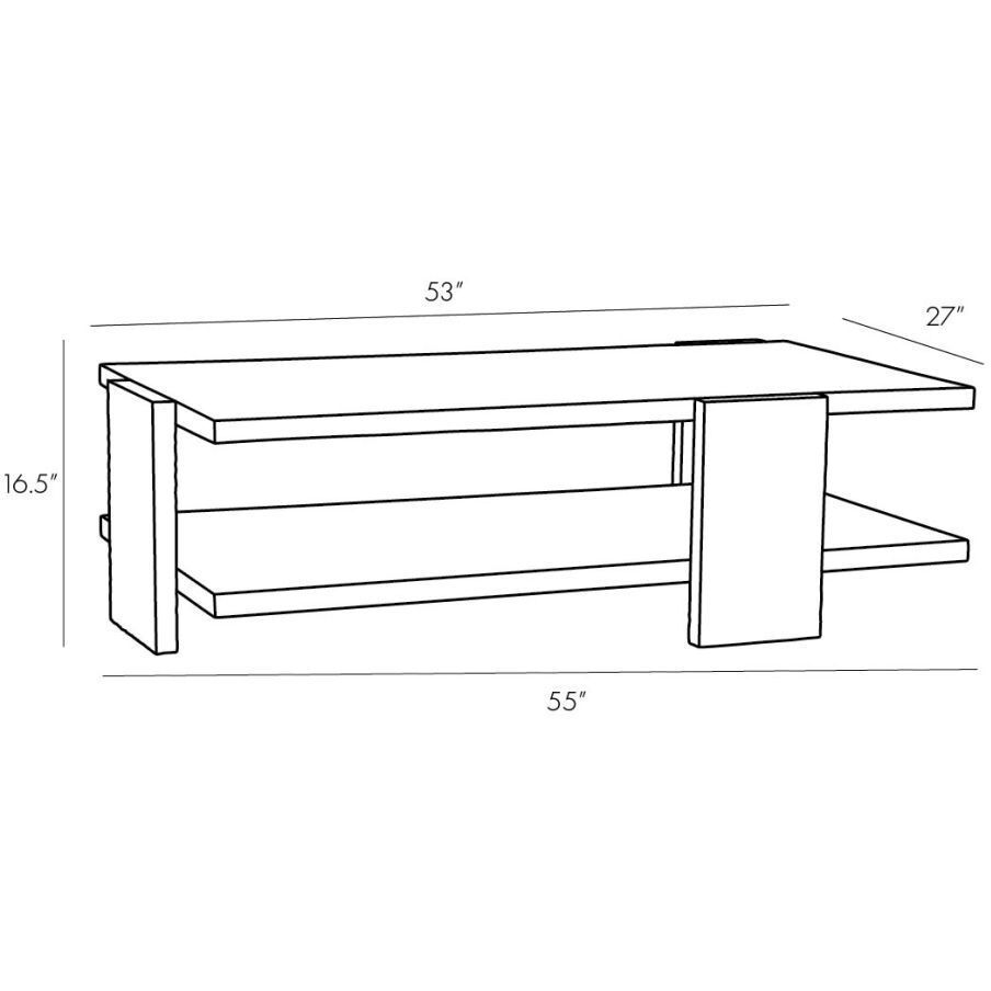 Aiden 55 X 16.5 inch Handcarved Soft Black Waxed Cocktail Table