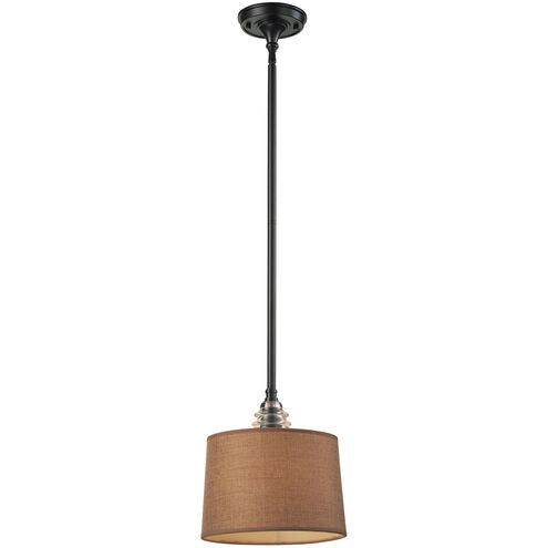 Insulator Glass 1 Light 10 inch Oil Rubbed Bronze with Clear and Brown Mini Pendant Ceiling Light