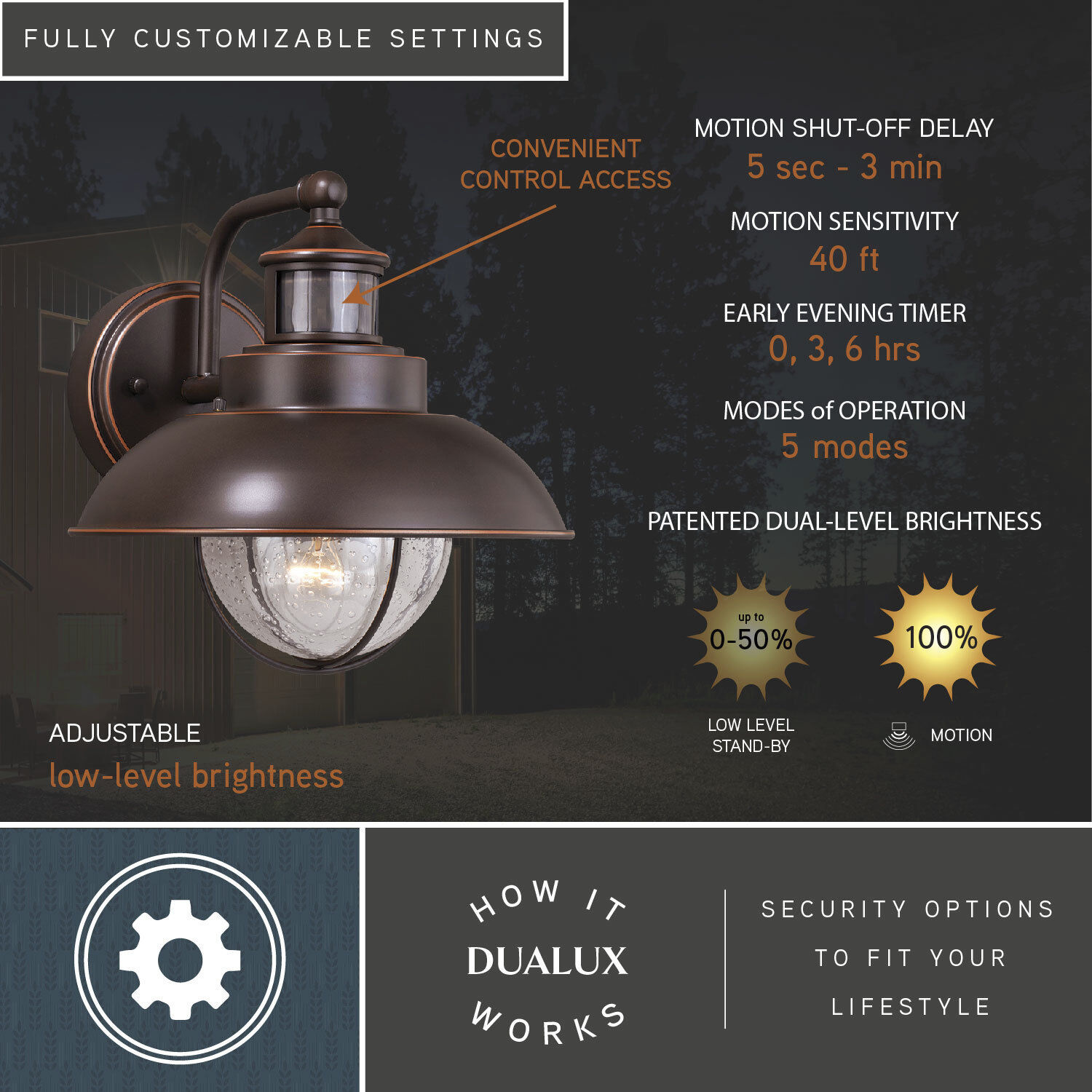 Harwich Burnished Bronze Outdoor Motion Sensor