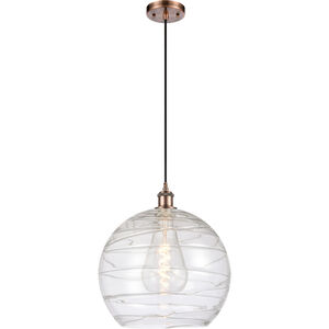 Ballston Deco Swirl 1 Light 14 inch Antique Copper Pendant Ceiling Light