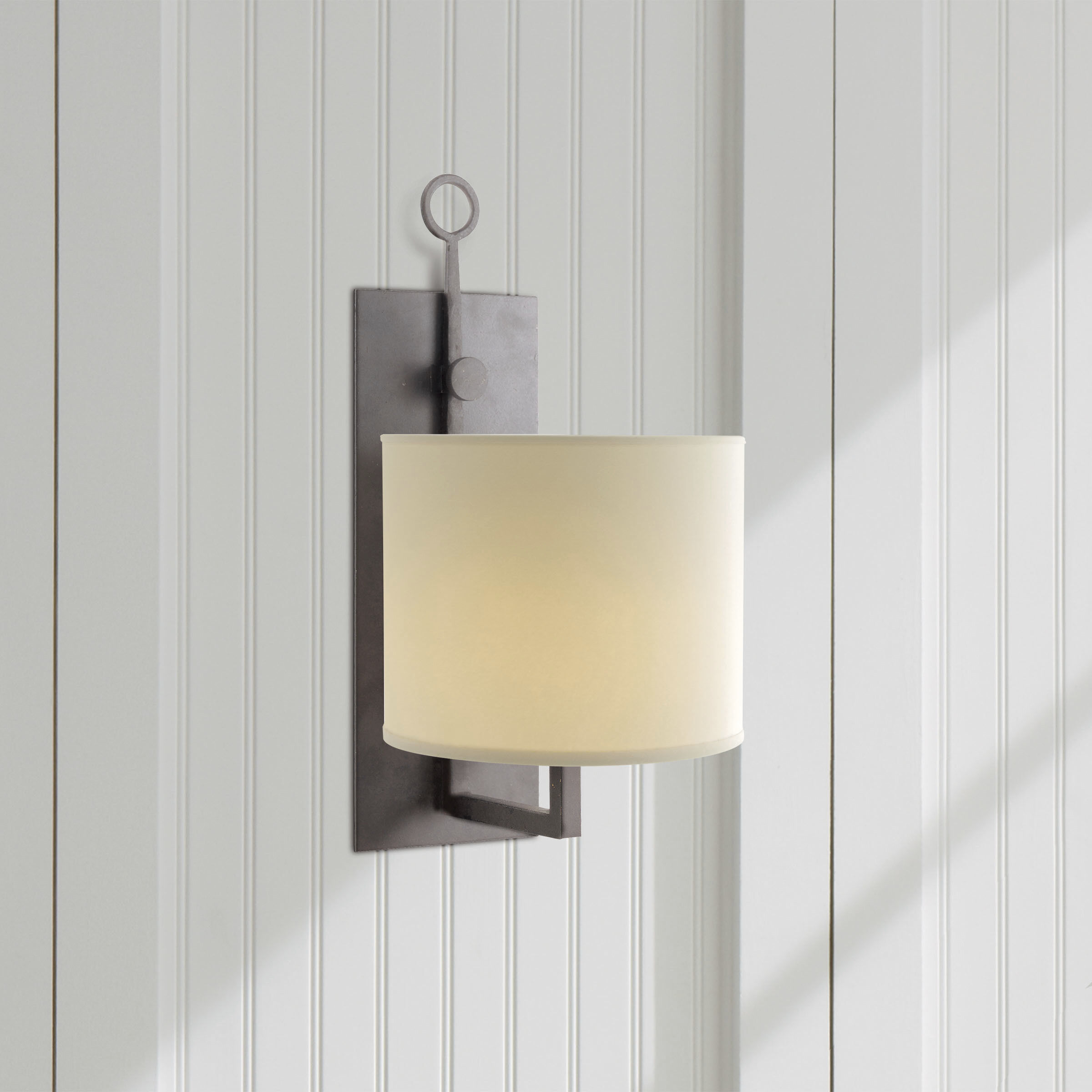 Ian K. Fowler Aspen 1 Light 7.5 inch Blackened Rust Wall Lamp Wall Light in Natural Paper