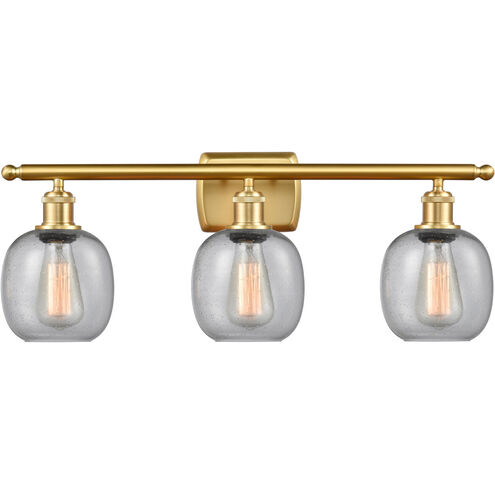 Ballston Belfast 3 Light 26 inch Satin Gold Bath Vanity Light Wall Light in Seedy Glass, Ballston
