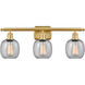 Ballston Belfast 3 Light 26 inch Satin Gold Bath Vanity Light Wall Light in Seedy Glass, Ballston