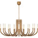 Kelly Wearstler Rousseau LED 50 inch Antique-Burnished Brass Chandelier Ceiling Light in Etched Crystal, Large