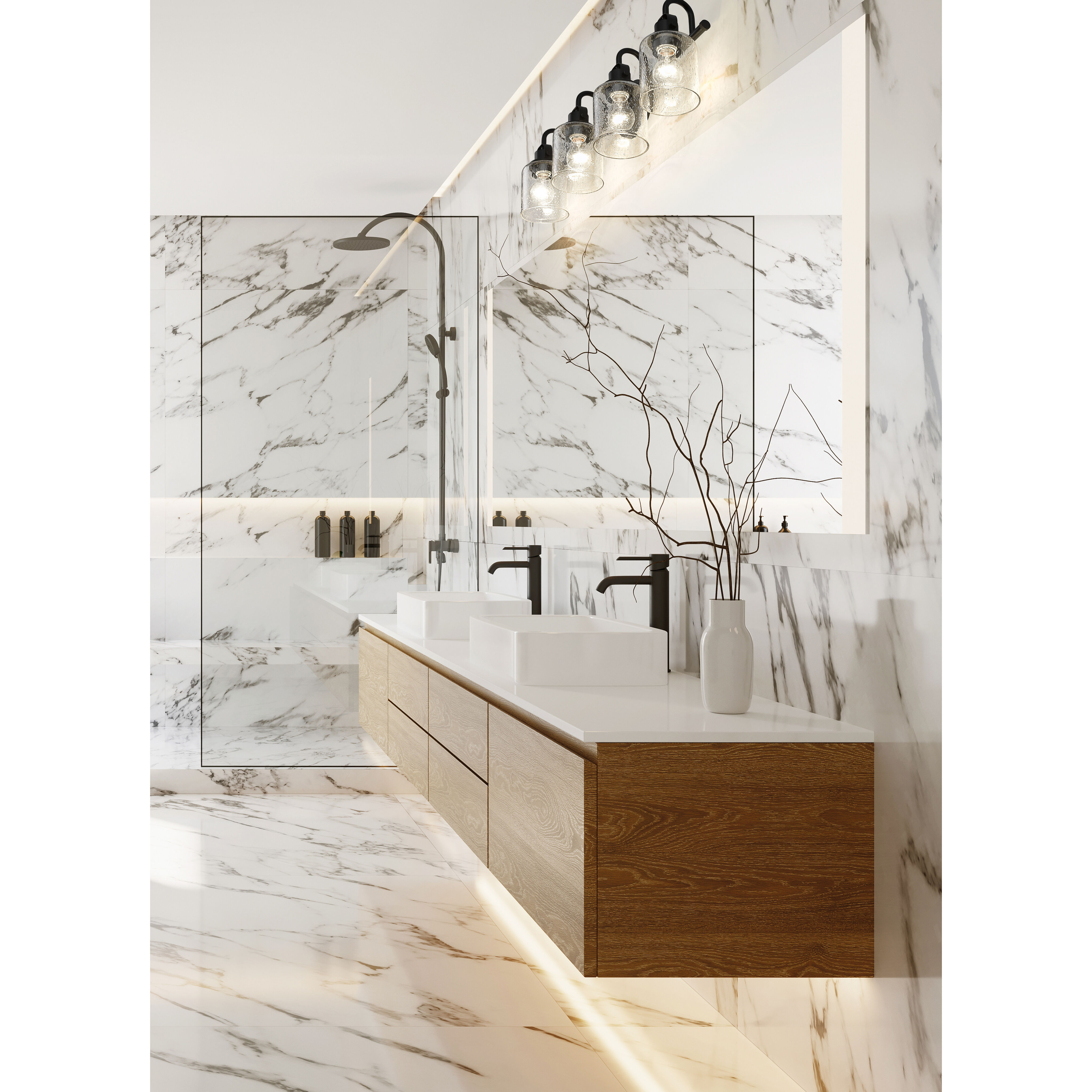 Kinsley 4 Light 28 inch Matte Black Vanity Wall Light