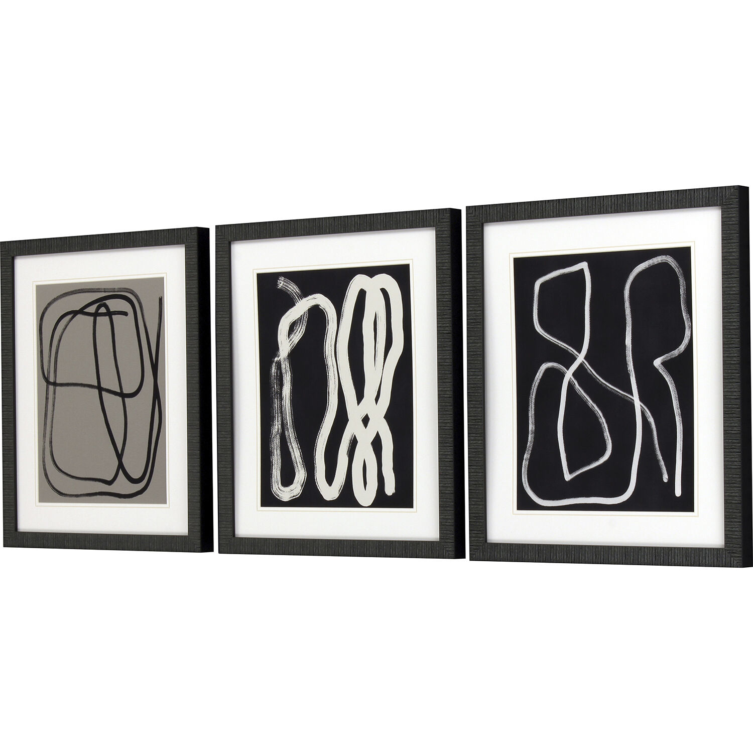 Naive Lines Black and Beige and Neutral and White Framed Art