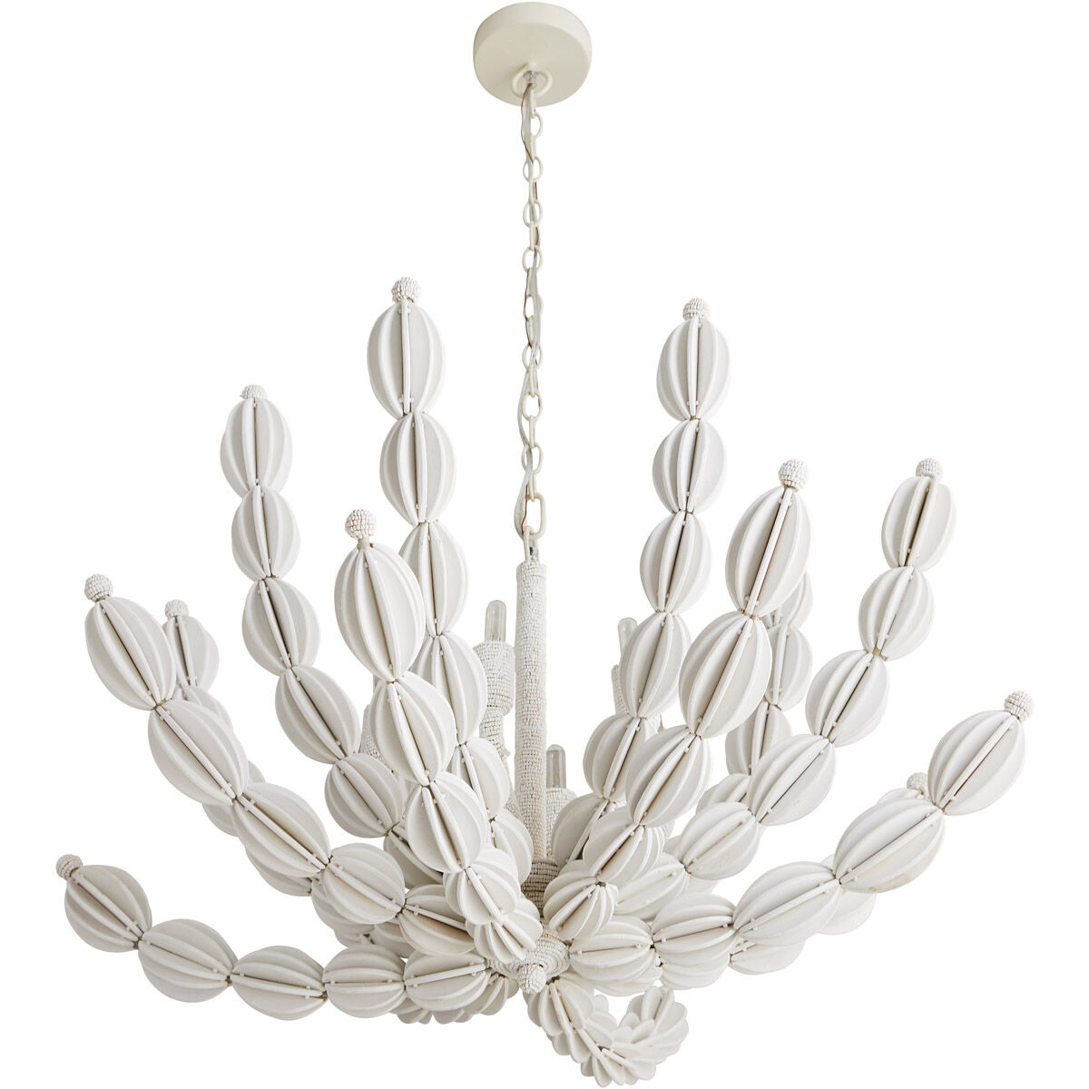Indi 6 Light 34 inch White Chandelier Ceiling Light