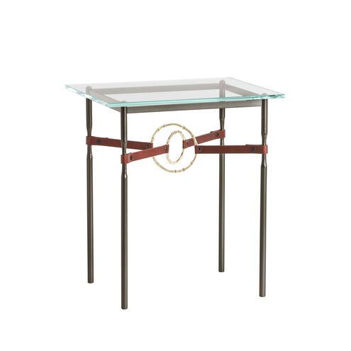 Equus 25.1 X 22 inch Oil Rubbed Bronze and Modern Brass Side Table in Leather British Brown, Oil Rubbed Bronze/Modern Brass
