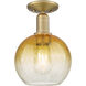 Downtown Urban Brookhaven Globe 1 Light 7.88 inch Brushed Brass Semi-Flush Mount Ceiling Light in Amber Glass