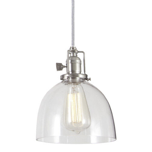 Union Square 1 Light 7 inch Pewter Pendant Ceiling Light in Clear Mouth Blown, Satin Nickel