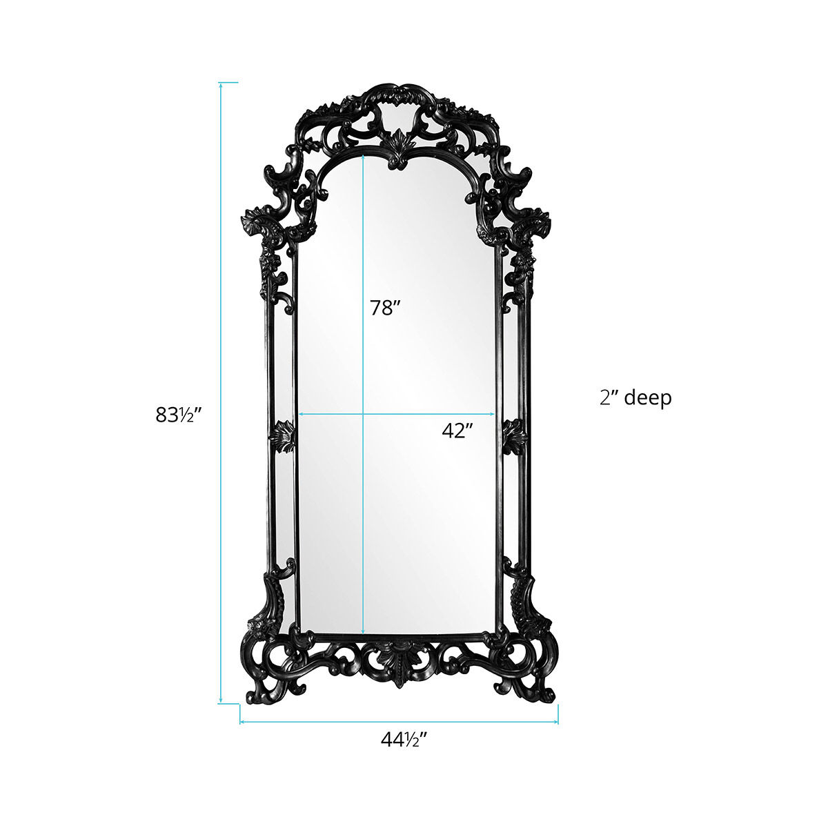 Imperial 85 X 44 inch Black Lacquer Wall Mirror, Rectangle