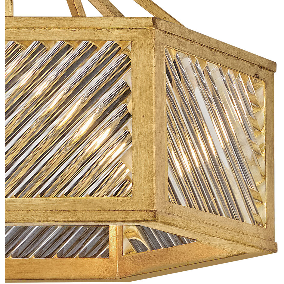 Lisa McDennon Sura 4 Light 19 inch Distressed Brass Semi-flush Mount Ceiling Light