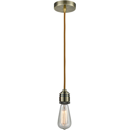 Winchester Bare Bulb 1 Light 2 inch Antique Brass Mini Pendant Ceiling Light in Copper, Winchester