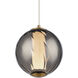 Swirly LED 5.9 inch Smoke Glass and Aged Brass Mini-Pendant Ceiling Light in 3500K