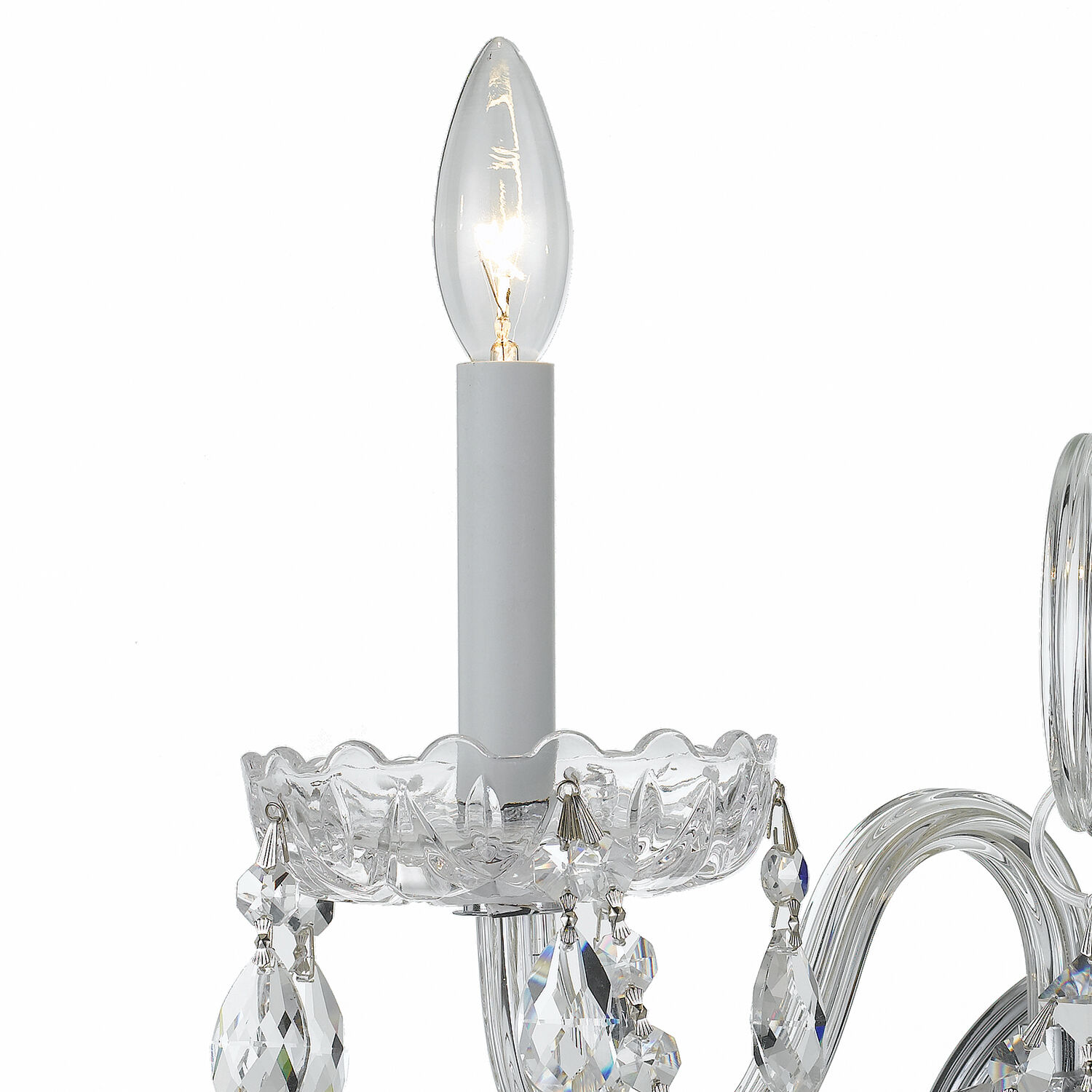 Traditional Crystal Sconce Wall Light in Clear Hand Cut, Polished Chrome