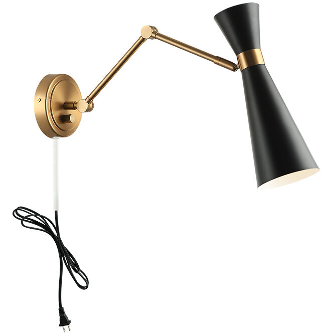 Blaze Wall Sconce Wall Light in Aged Gold Brass and Black