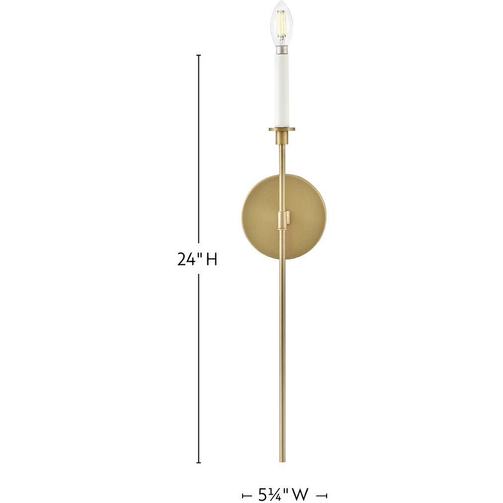 Hux 1 Light 5.25 inch Lacquered Brass with Warm White Sconce Wall Light
