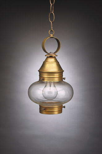 Onion 1 Light 7 inch Antique Copper Hanging Lantern Ceiling Light in Clear Glass