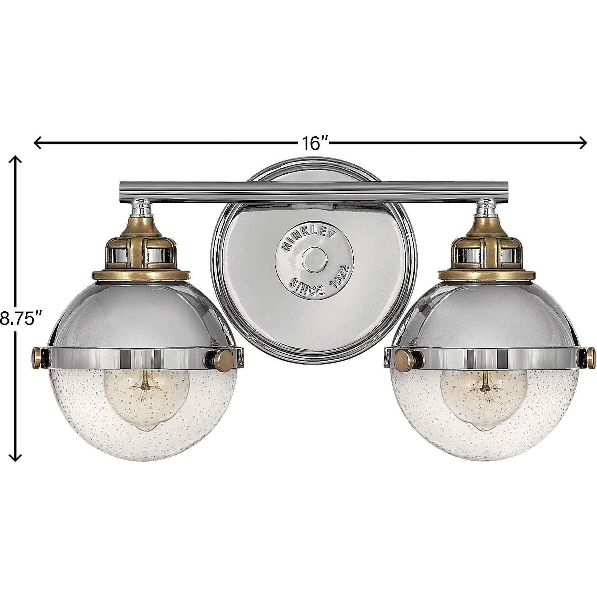 Fletcher 2 Light 16 inch Polished Nickel with Heritage Brass Vanity Light Wall Light