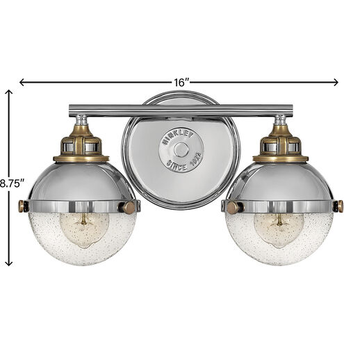 Fletcher 2 Light 16 inch Polished Nickel with Heritage Brass Vanity Light Wall Light
