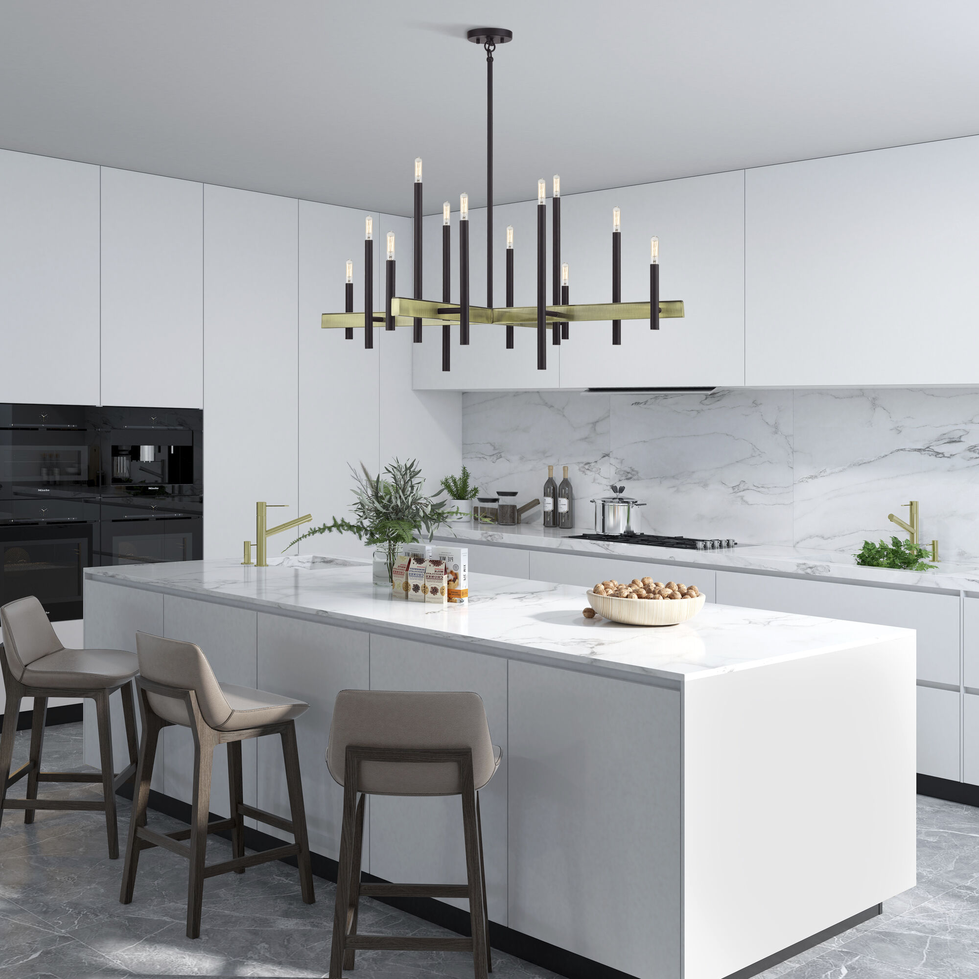 Denmark 12 Light 42 inch Bronze with Antique Brass Accents Foyer Chandelier Ceiling Light