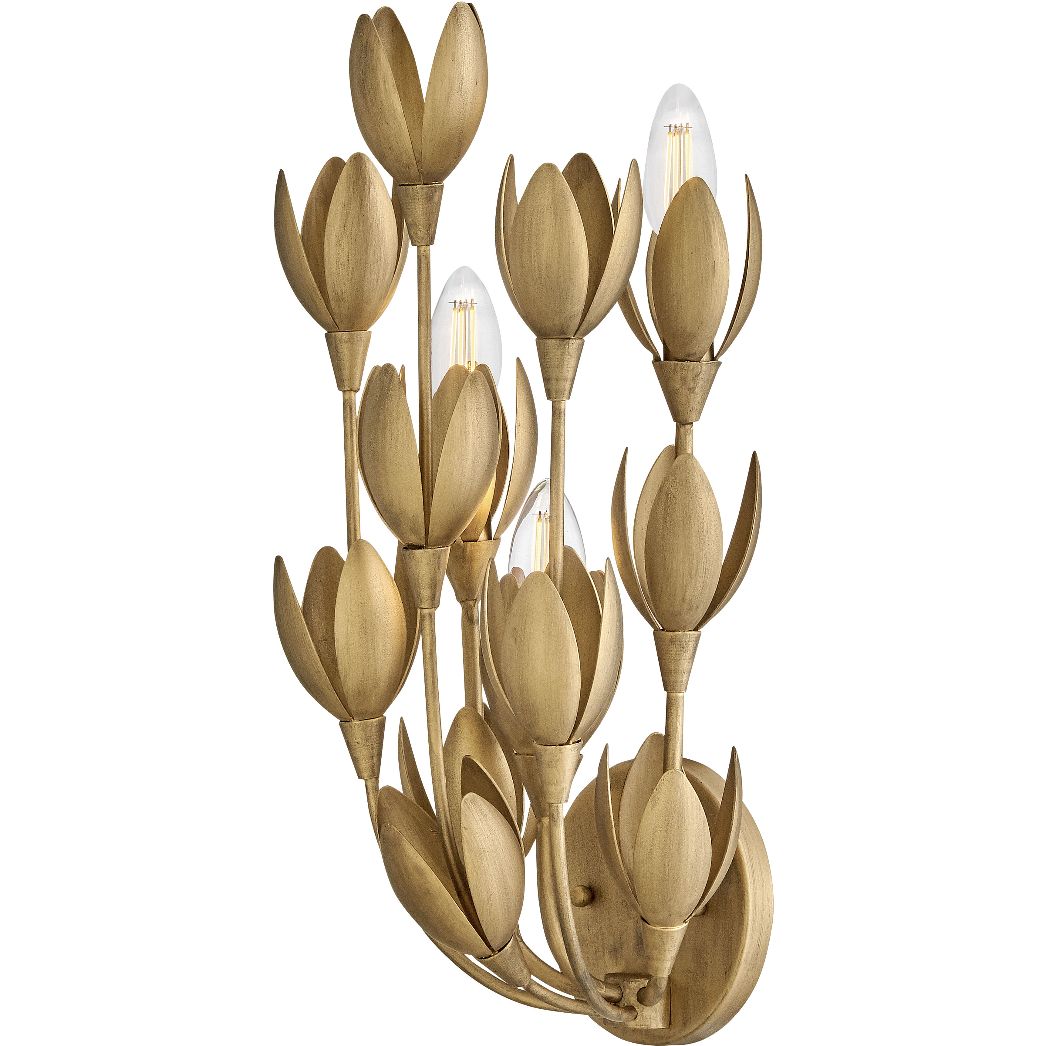 Lisa McDennon Flora 3 Light 7 inch Burnished Gold Sconce Wall Light, Sconce