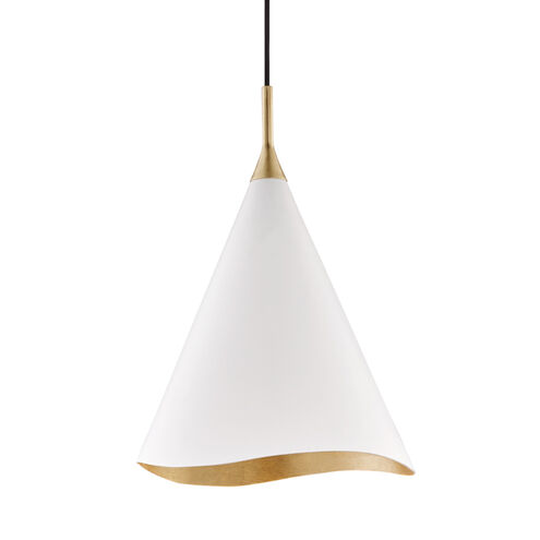 Martini 1 Light 13 inch Gold Leaf and Soft Off White Pendant Ceiling Light