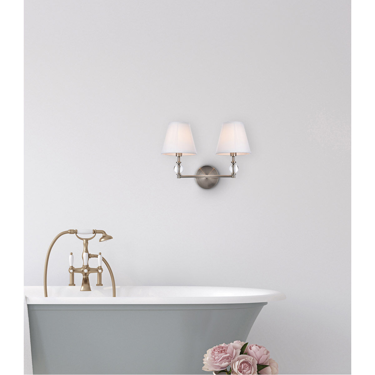 Bethany 2 Light 17 inch Stain Nickel Bath Sconce Wall Light