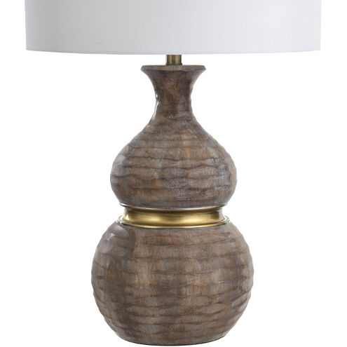 Logan 33 inch 150.00 watt Brown Lamp Body With Gold Metal Accent Table Lamp Portable Light